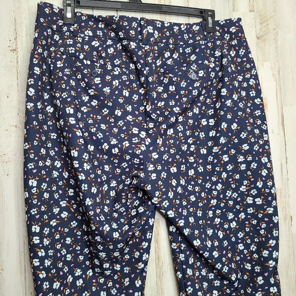 Eloquii Navy Blue Floral Casual Pants Ladies Size 16 - Picture 11 of 14